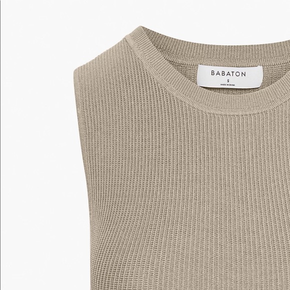 Aritzia Babaton - Sculpt Knit Muscle Cropped Tank - Fluent Taupe - Small - Picture 9 of 14